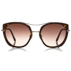 Tom Ford - Joey Sunglasses - Round Metal and Acetate Sunglasses - Dark Havana - FT0760 - Sunglasses - Tom Ford Eyewear - Avvenice