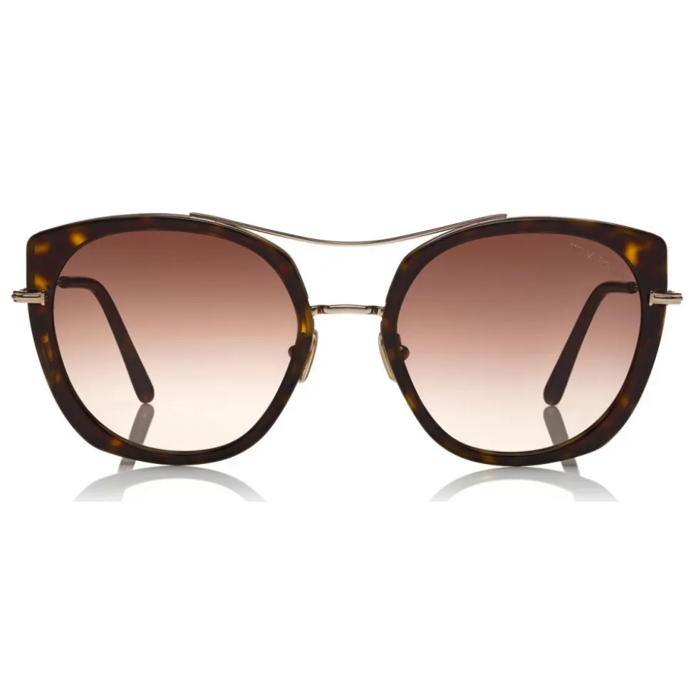 Tom Ford - Joey Sunglasses - Round Metal and Acetate Sunglasses - Dark Havana - FT0760 - Sunglasses - Tom Ford Eyewear - Avvenice