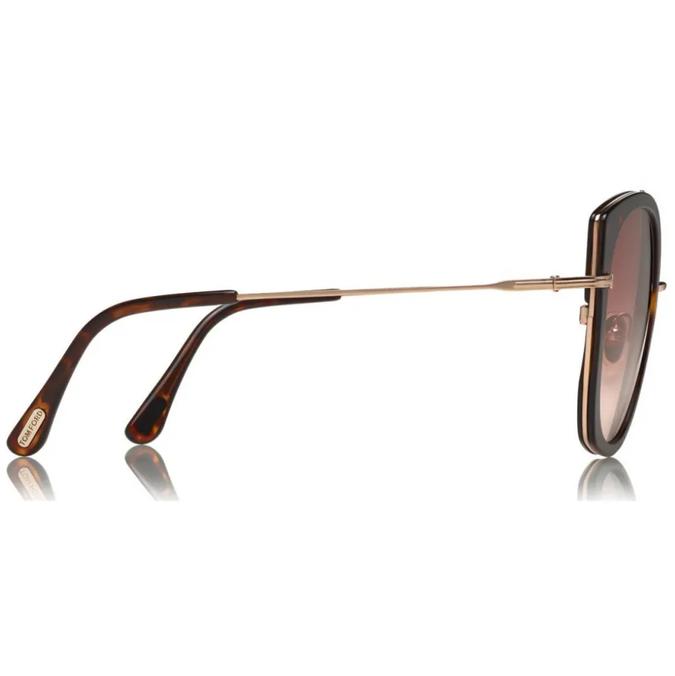 Tom Ford - Joey Sunglasses - Round Metal and Acetate Sunglasses - Dark Havana - FT0760 - Sunglasses - Tom Ford Eyewear - Avvenice