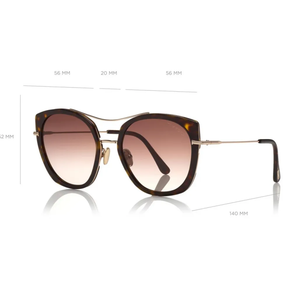 Tom Ford - Joey Sunglasses - Round Metal and Acetate Sunglasses - Dark Havana - FT0760 - Sunglasses - Tom Ford Eyewear - Avvenice