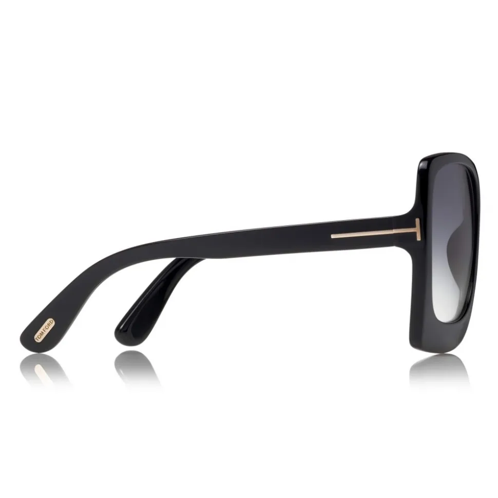 Tom Ford - Katerine Sunglasses - Oversized Square Acetate Sunglasses - FT0617 - Black - Tom Ford Eyewear - Avvenice