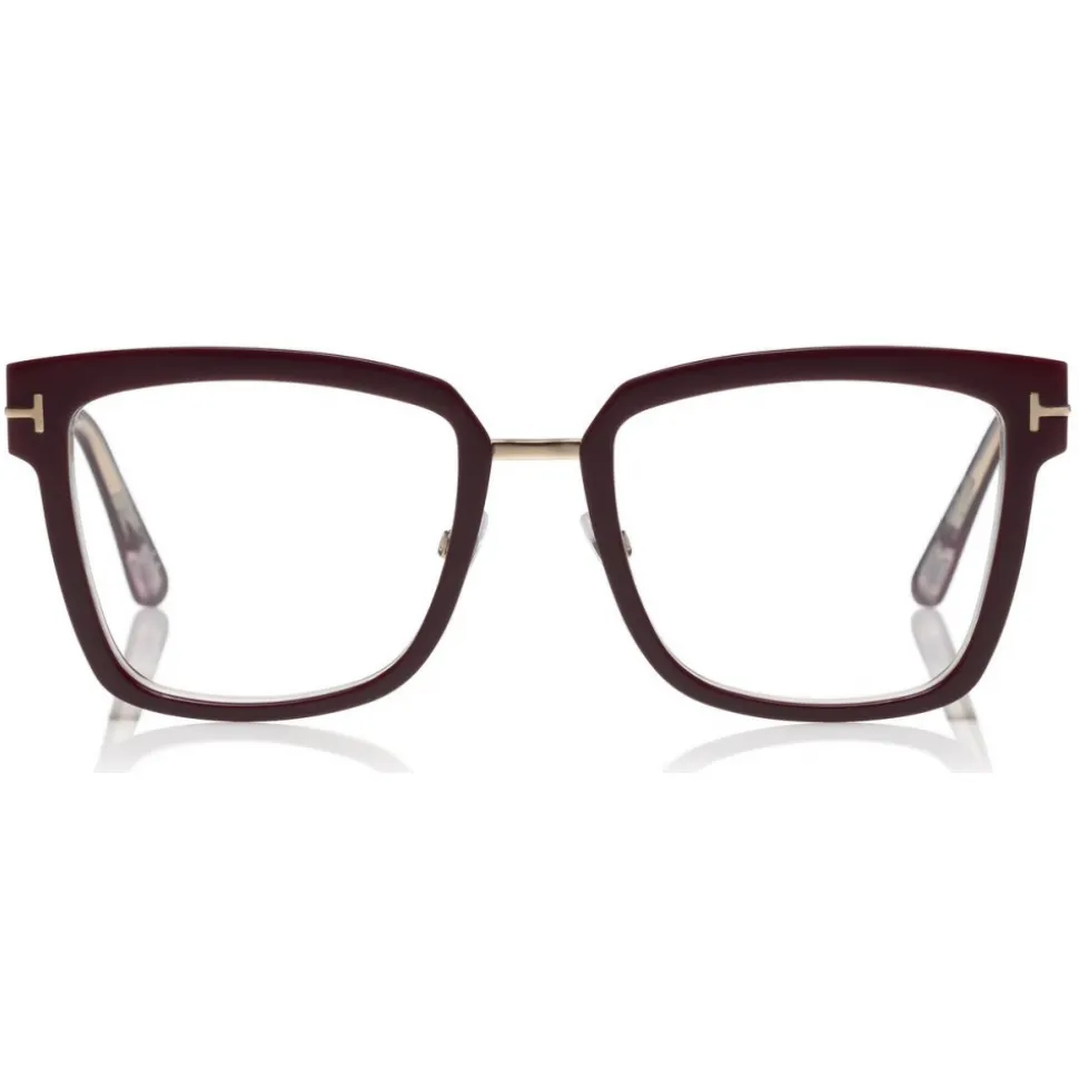 Tom Ford - Large Optical Glasses - Square Acetate Optical Glasses - Wine - FT5507 - Optical Glasses - Tom Ford Eyewear - Avvenice