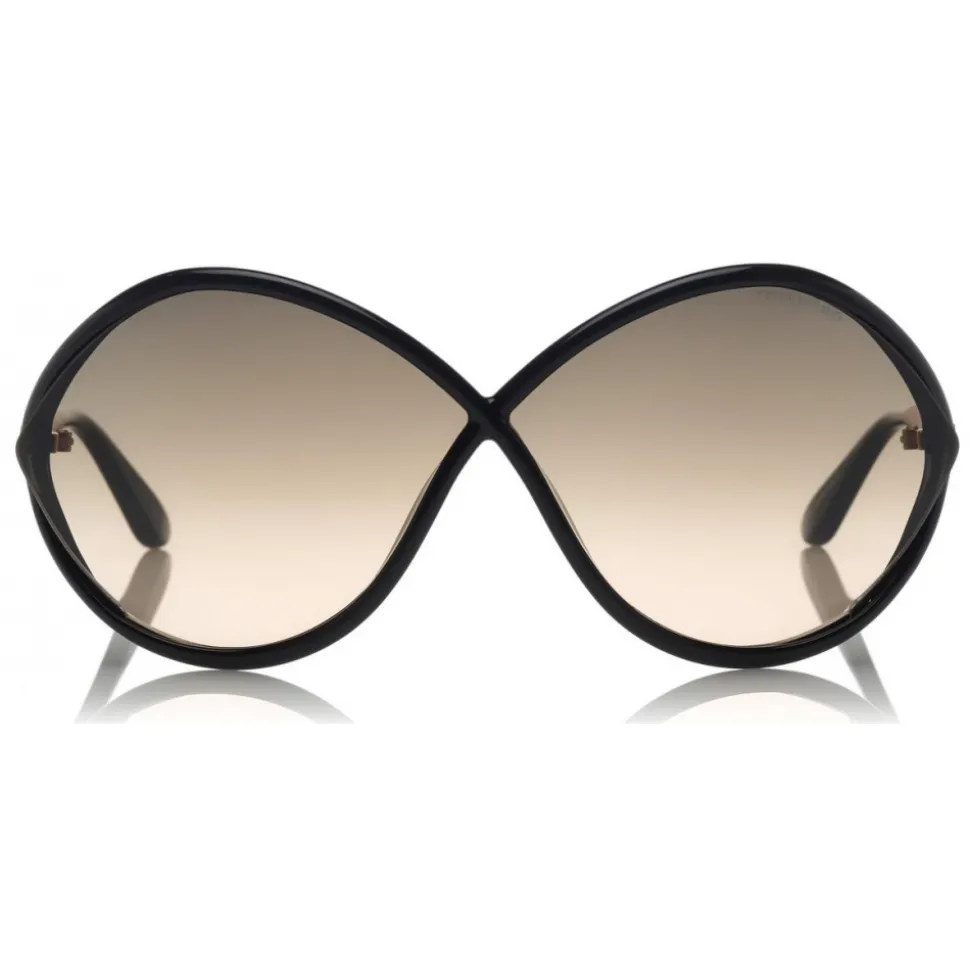 Tom Ford - Liora Sunglasses - Oversize Round Acetate Sunglasses - Black - FT0528 - Sunglasses - Tom Ford Eyewear - Avvenice