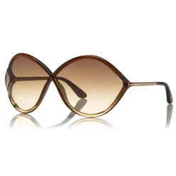 Tom Ford - Liora Sunglasses - Oversize Round Acetate Sunglasses - Brown - FT0528 - Sunglasses - Tom Ford Eyewear - Avvenice