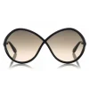 Tom Ford - Liora Sunglasses - Oversized Round Acetate Sunglasses - FT0528 - Black - Tom Ford Eyewear - Avvenice
