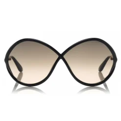 Tom Ford - Liora Sunglasses - Oversized Round Acetate Sunglasses - FT0528 - Black - Tom Ford Eyewear - Avvenice