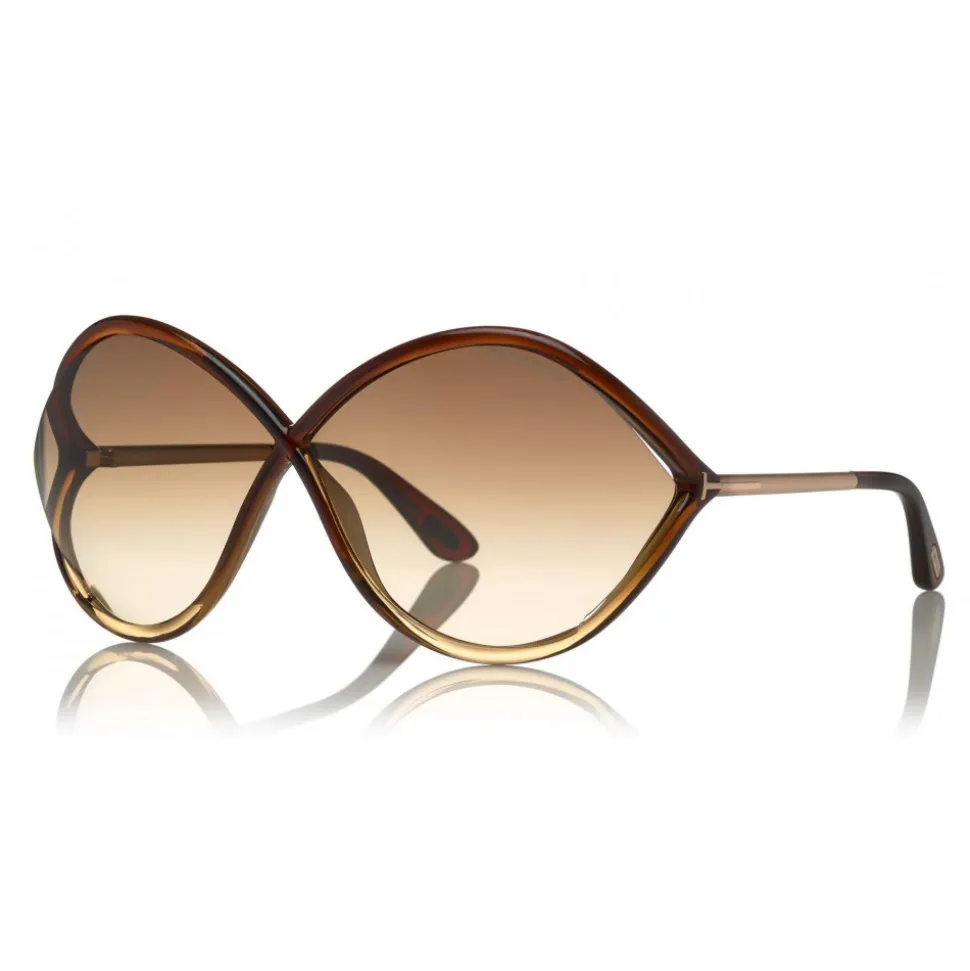 Tom Ford - Liora Sunglasses - Oversized Round Acetate Sunglasses - FT0528 - Brown - Tom Ford Eyewear - Avvenice