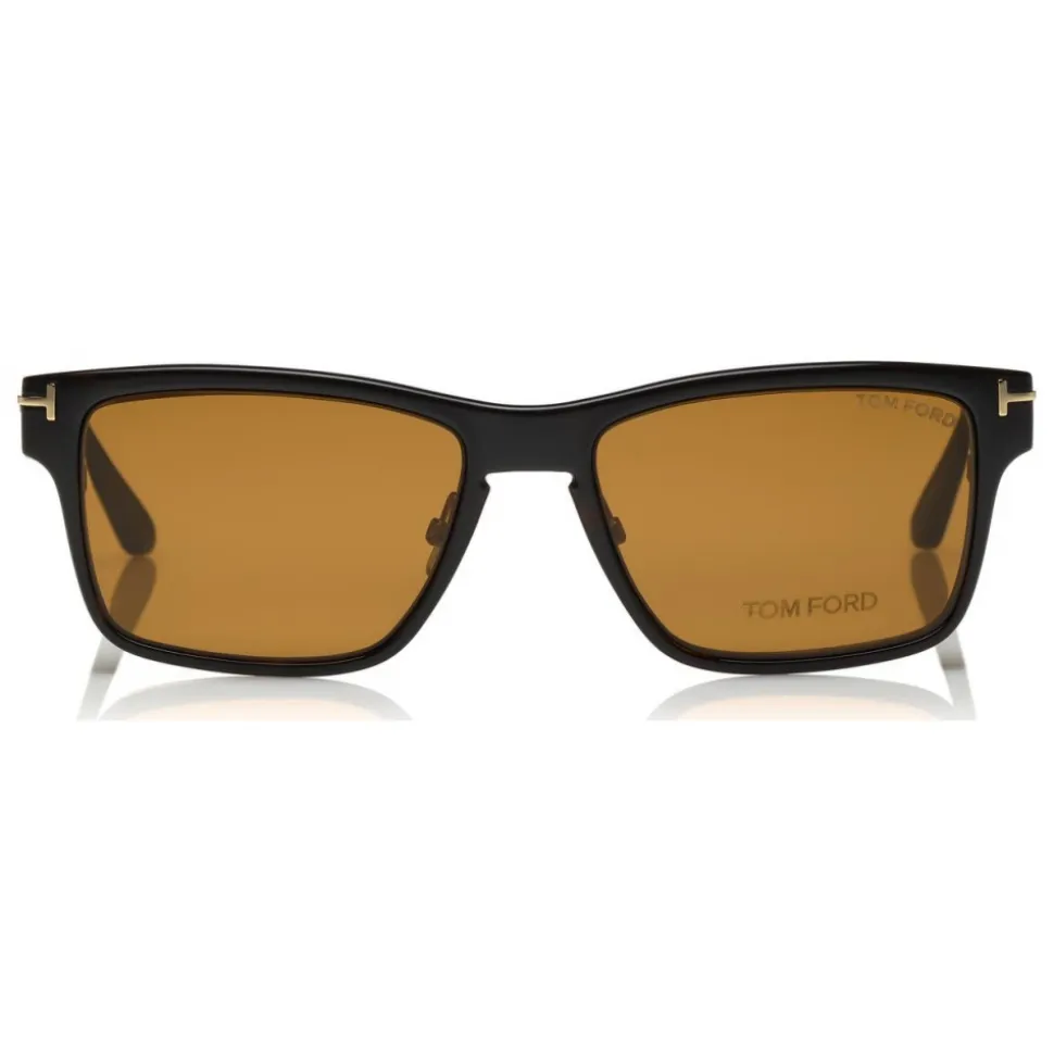 Tom Ford - Magnetic Clip Sunglasses - Square Metal Sunglasses - Gold Havana - FT5475 - Sunglasses - Tom Ford Eyewear - Avvenice