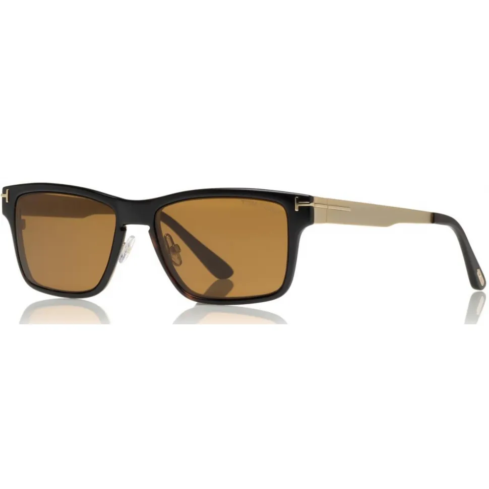 Tom Ford - Magnetic Clip Sunglasses - Square Metal Sunglasses - Gold Havana - FT5475 - Sunglasses - Tom Ford Eyewear - Avvenice