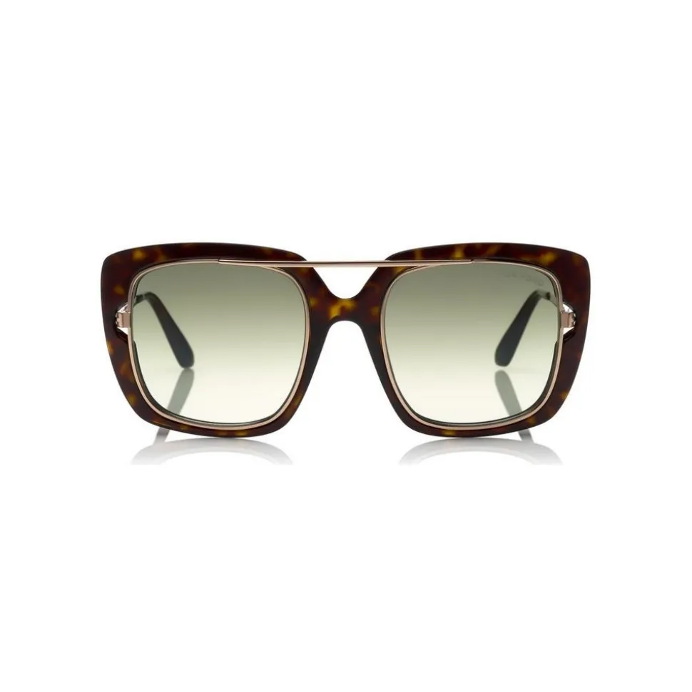 Tom Ford - Marissa Sunglasses - Square Acetate and Metal Sunglasses - Havana - FT0619 - Sunglasses - Tom Ford Eyewear - Avvenice
