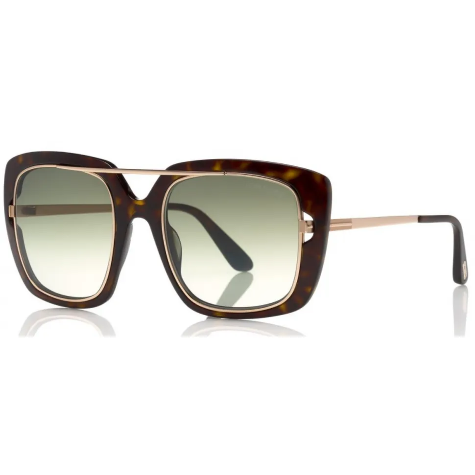 Tom Ford - Marissa Sunglasses - Square Acetate and Metal Sunglasses - Havana - FT0619 - Sunglasses - Tom Ford Eyewear - Avvenice