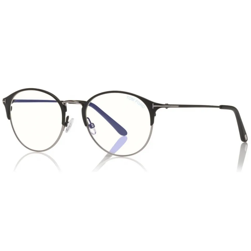 Tom Ford - Metal Optical Sunglasses - Round Optical Glasses - Black Silver - FT5541-B - Optical Sunglasses - Tom Ford Eyewear - Avvenice