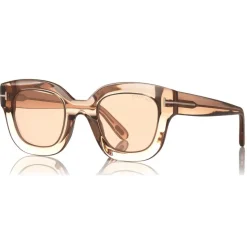 Tom Ford - Pia Sunglasses - Square Acetate Sunglasses - Champagne - FT0659 - Sunglasses - Tom Ford Eyewear - Avvenice