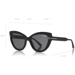 Tom Ford - Polarized Anya Sunglasses - Cat-Eye Acetate Sunglasses - Black - FT0762-P - Sunglasses - Tom Ford Eyewear - Avvenice