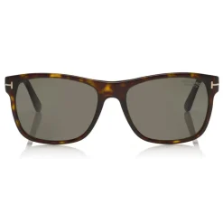 Tom Ford - Polarized Giulio Sunglasses - Soft Squared Sunglasses - Dark Havana - FT0698-P - Sunglasses - Tom Ford Eyewear - Avvenice