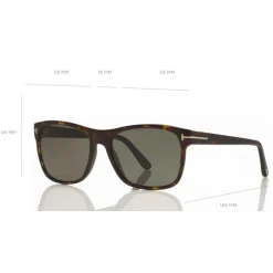 Tom Ford - Polarized Giulio Sunglasses - Soft Squared Sunglasses - Dark Havana - FT0698-P - Sunglasses - Tom Ford Eyewear - Avvenice