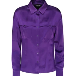 Tom Ford - Purple Satin Western Style Shirt - Tom Ford Exclusive Luxury Collection - Avvenice