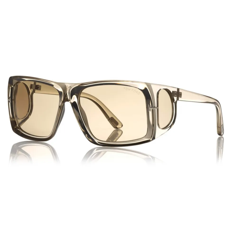 Tom Ford - Rizzo Sunglasses - Square Acetate Sunglasses - FT0730 - Grey - Tom Ford Eyewear - Avvenice