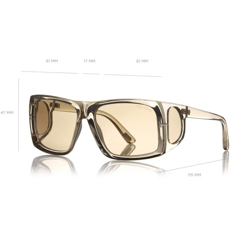 Tom Ford - Rizzo Sunglasses - Square Acetate Sunglasses - FT0730 - Grey - Tom Ford Eyewear - Avvenice