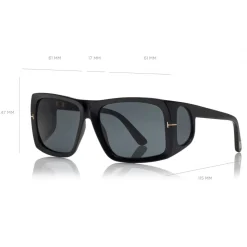 Tom Ford - Rizzo Sunglasses - Square Acetate Sunglasses - FT0730 - Black - Tom Ford Eyewear - Avvenice