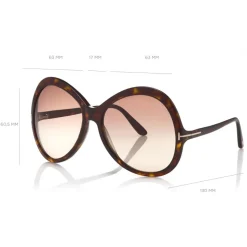Tom Ford - Rose Sunglasses - Oval Acetate Sunglasses - Dark Havana - FT0765 - Sunglasses - Tom Ford Eyewear - Avvenice
