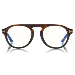 Tom Ford - Round Opticals Sunglasses - Round Optical Sunglasses - Dark Havana Blue - FT5533-B - Sunglasses - Tom Ford Eyewear - Avvenice