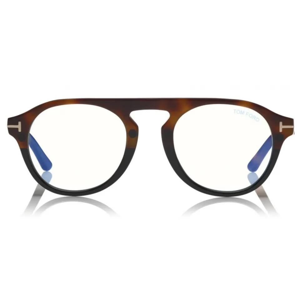 Tom Ford - Round Opticals Sunglasses - Round Optical Sunglasses - Dark Havana Blue - FT5533-B - Sunglasses - Tom Ford Eyewear - Avvenice