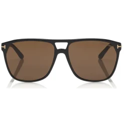 Tom Ford - Shelton Sunglasses - Square Acetate Sunglasses - Shiny Black Brown - FT0679 - Sunglasses - Tom Ford Eyewear - Avvenice