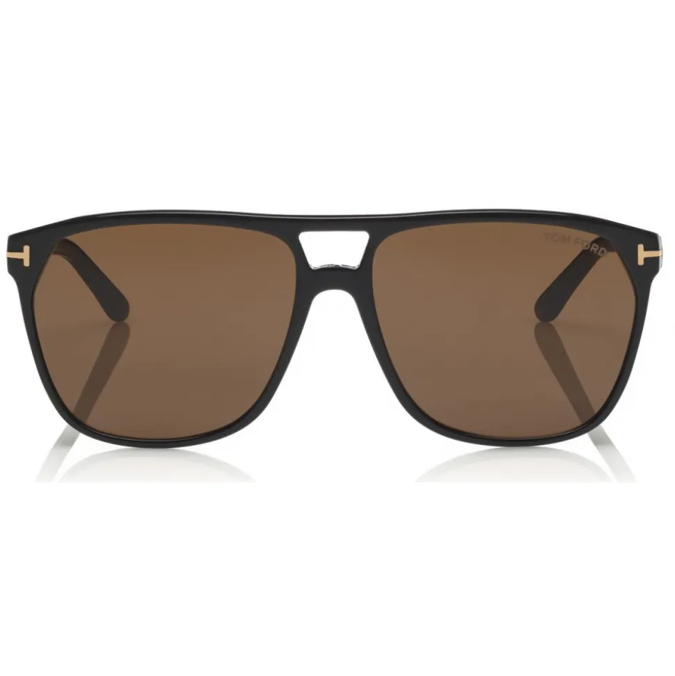 Tom Ford - Shelton Sunglasses - Square Acetate Sunglasses - Shiny Black Brown - FT0679 - Sunglasses - Tom Ford Eyewear - Avvenice