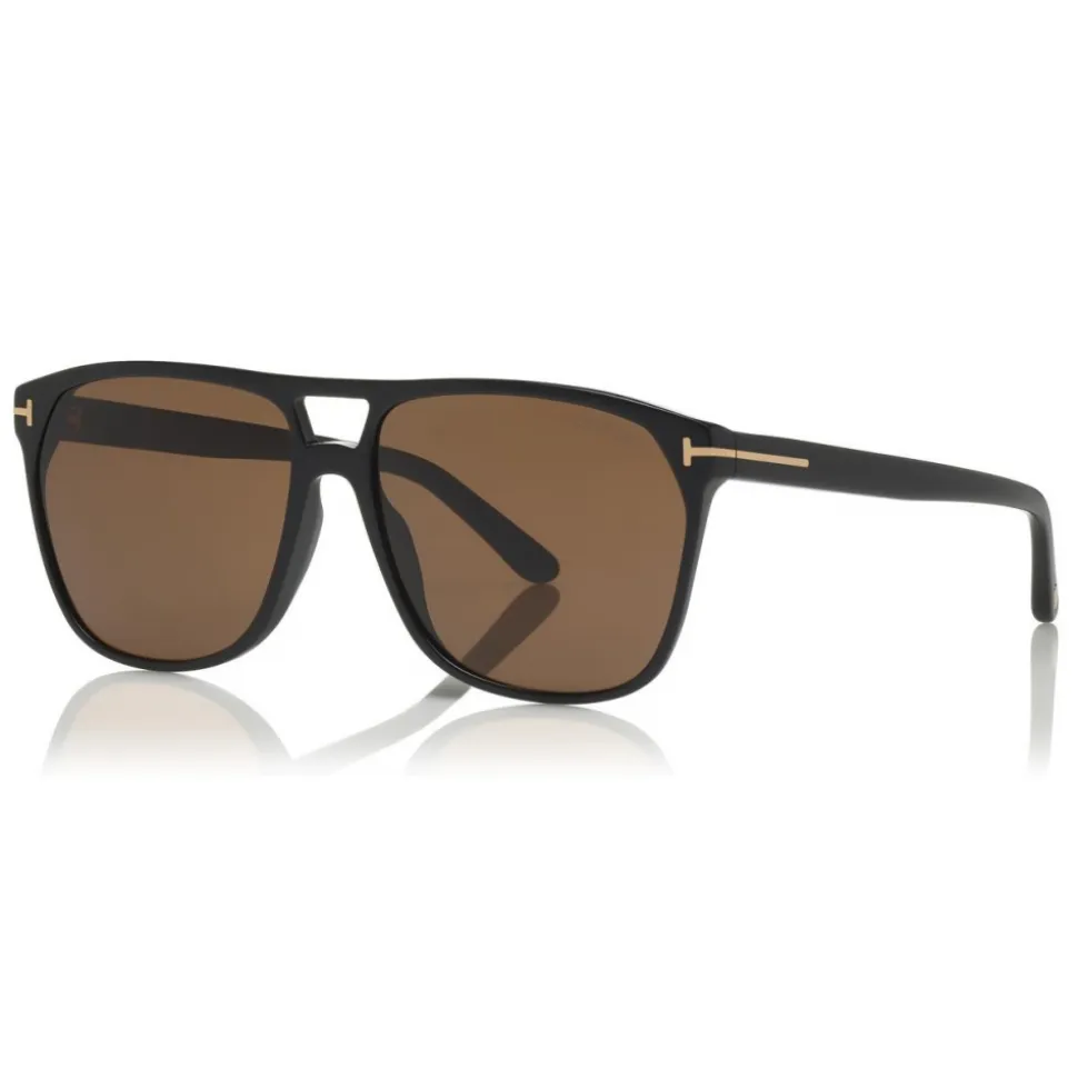 Tom Ford - Shelton Sunglasses - Square Acetate Sunglasses - Shiny Black Brown - FT0679 - Sunglasses - Tom Ford Eyewear - Avvenice