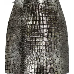 Tom Ford - Silver Tone Croc Effect Leather Mini Skirt - Tom Ford Exclusive Luxury Collection - Avvenice
