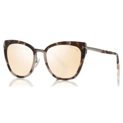 Tom Ford - Simona Sunglasses - Cat-Eye Acetate Sunglasses - Dark Havana Silver - FT0717 - Sunglasses - Tom Ford Eyewear - Avvenice