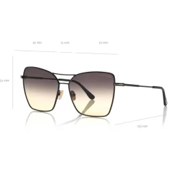 Tom Ford - Sye Sunglasses - Cat-Eye Metal Sunglasses - Black - FT0738 - Sunglasses - Tom Ford Eyewear - Avvenice
