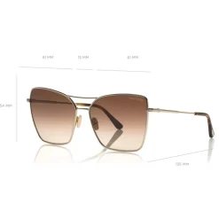 Tom Ford - Sye Sunglasses - Cat-Eye Metal Sunglasses - Rose Gold - FT0738 - Sunglasses - Tom Ford Eyewear - Avvenice