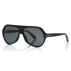 Tom Ford - Thomas Sunglasses - Pilot Acetate Sunglasses - FT0732 - Black - Tom Ford Eyewear - Avvenice
