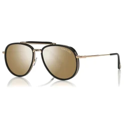 Tom Ford - Tripp Sunglasses - Pilot Shape Sunglasses - Black Gold - FT0666 - Sunglasses - Tom Ford Eyewear - Avvenice