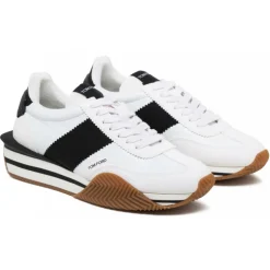Tom Ford - White and Black James Sneakers - Tom Ford Exclusive Luxury Collection - Avvenice