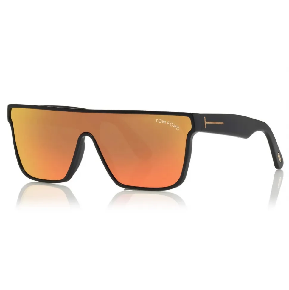 Tom Ford - Wyhat Sunglasses - Soft Rectangular Acetate Sunglasses - FT0709 - Black Orange - Tom Ford Eyewear - Avvenice