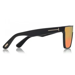 Tom Ford - Wyhat Sunglasses - Soft Rectangular Acetate Sunglasses - FT0709 - Black Orange - Tom Ford Eyewear - Avvenice