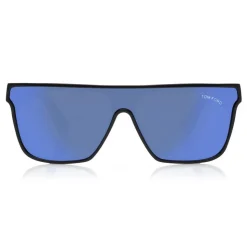 Tom Ford - Wyhat Sunglasses - Soft Rectangular Acetate Sunglasses - FT0709 - Black Mirror Blu - Tom Ford Eyewear - Avvenice