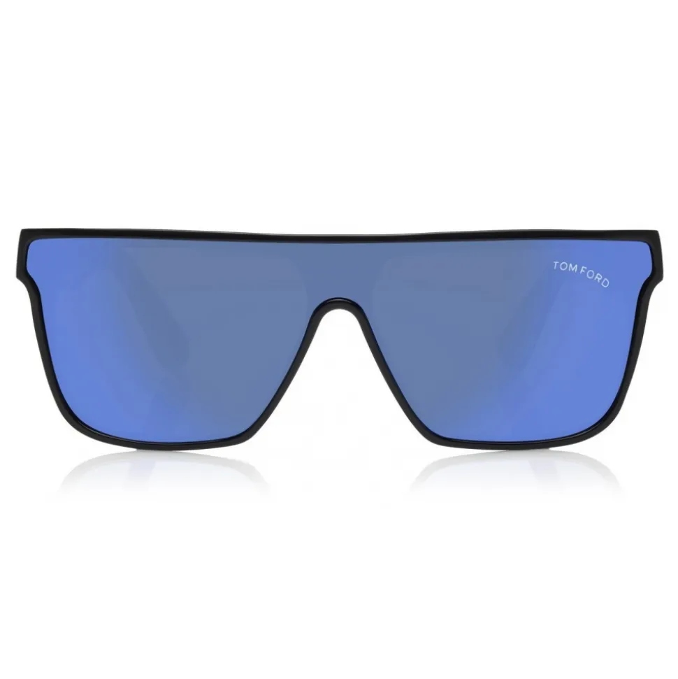 Tom Ford - Wyhat Sunglasses - Soft Rectangular Acetate Sunglasses - FT0709 - Black Mirror Blu - Tom Ford Eyewear - Avvenice
