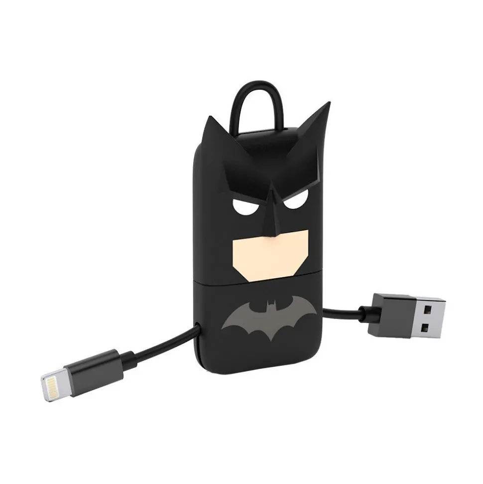 Tribe - Batman - DC Comics - Lightning USB Cable - Keychain - Data and Charging for Apple, iPhone - MFi Certified - 22 cm - Avvenice