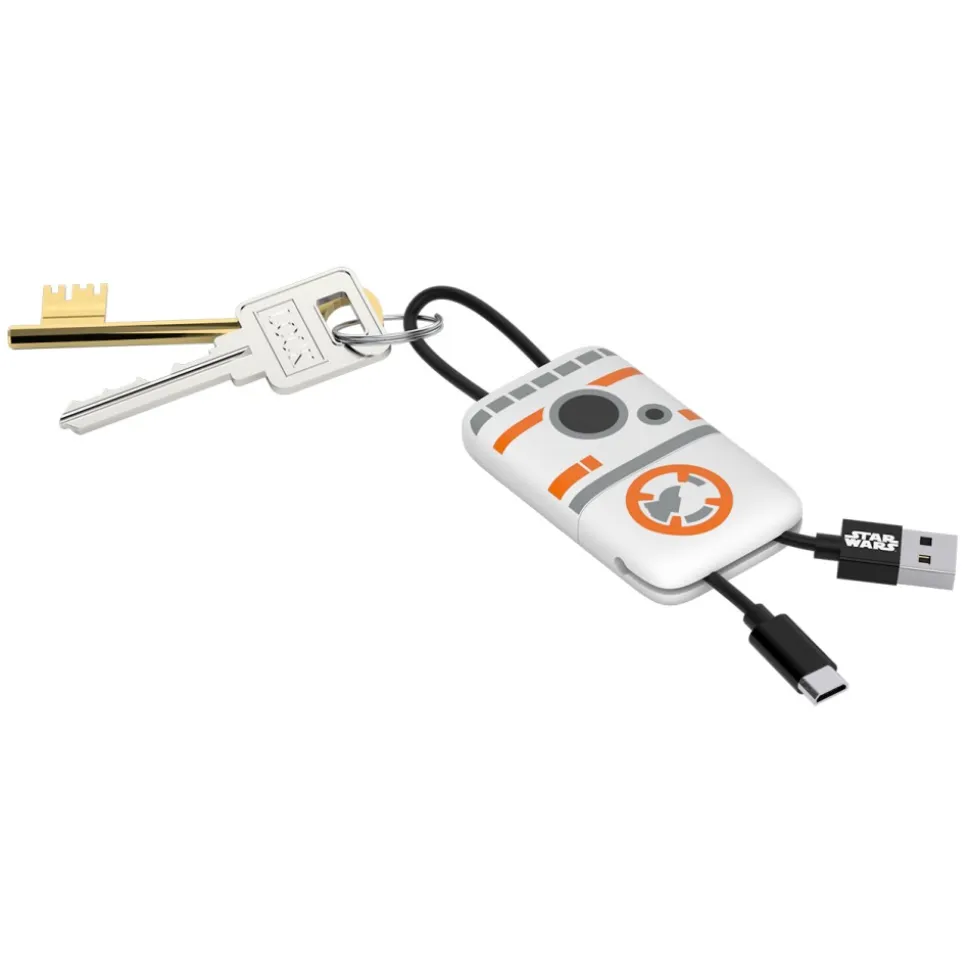 Tribe - BB-8 - Star Wars - Micro USB Cable - Keychain - Data and Charging for Android, Samsung, HTC, Nokia, Sony - 22 cm - Avvenice