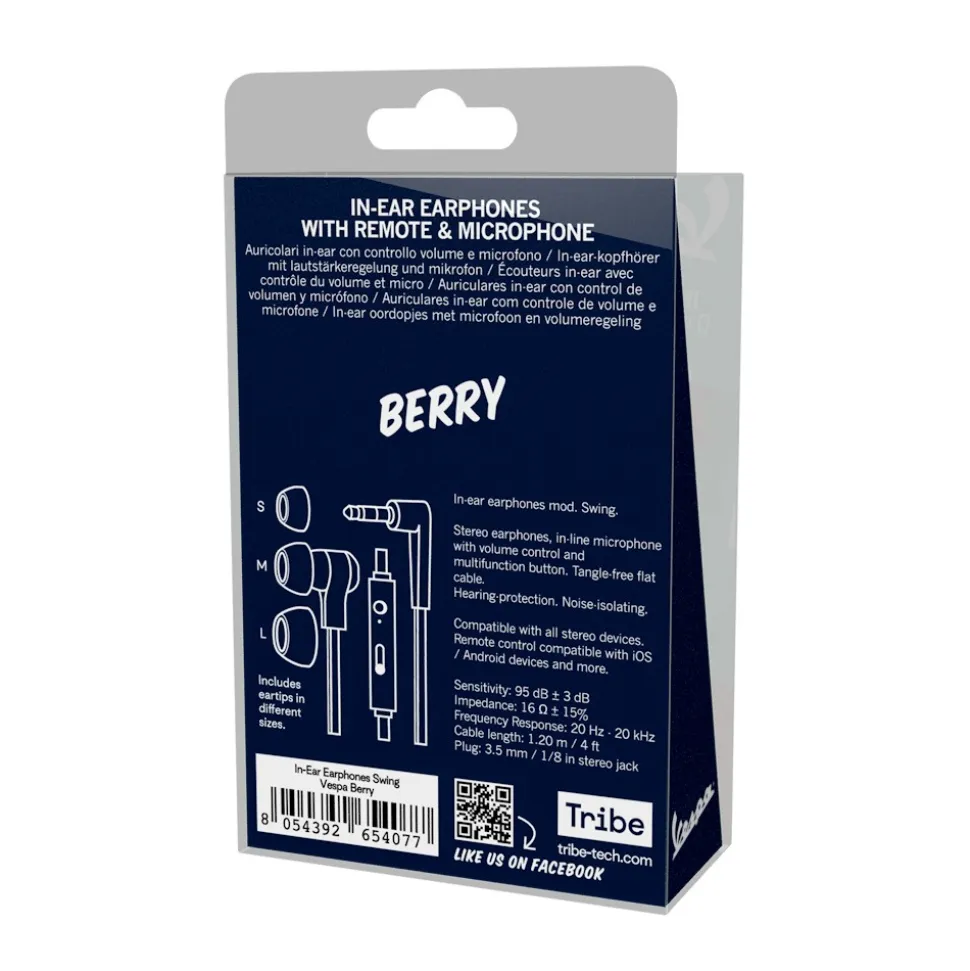 Tribe - Berry - Vespa - Earphones with Microphone and Multifunctional Command - Smartphone - Avvenice