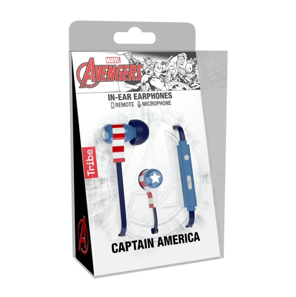 Tribe - Captain America - Marvel - Earphones with Microphone and Multifunctional Command - Smartphone - Avvenice