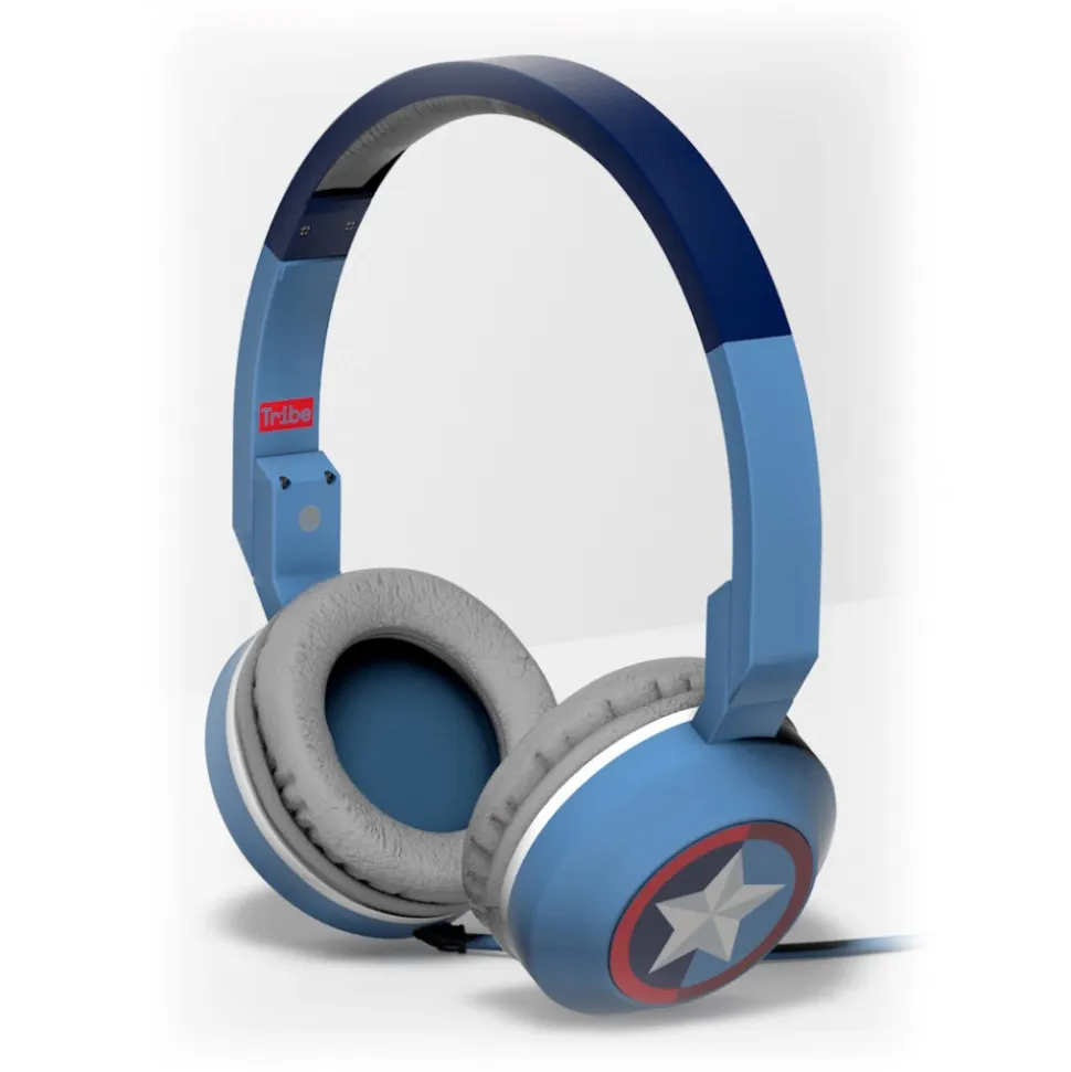 Tribe - Captain America - Marvel - Headphones with Foldable Microphone - 3.5 mm Jack - Smartphone, PC, PS4 and Xbox - Avvenice