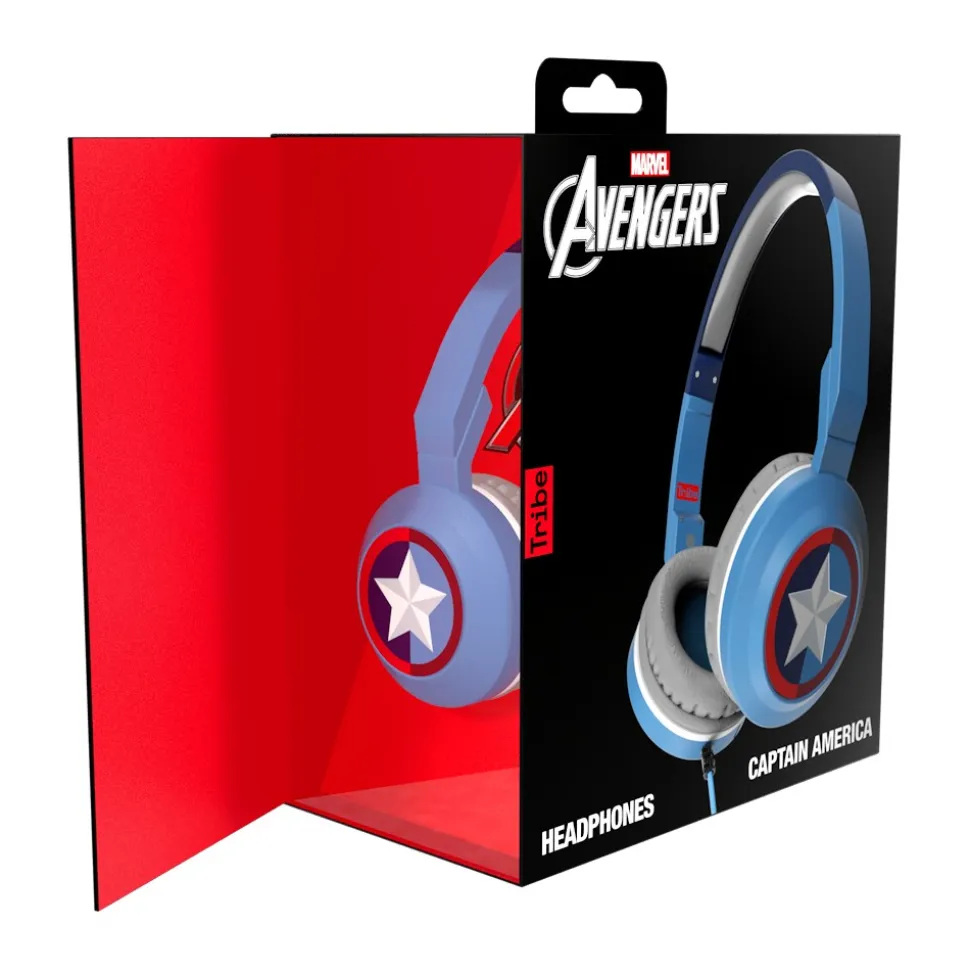 Tribe - Captain America - Marvel - Headphones with Foldable Microphone - 3.5 mm Jack - Smartphone, PC, PS4 and Xbox - Avvenice