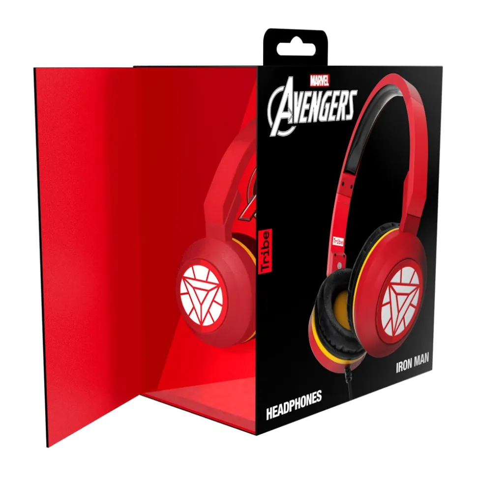Tribe - Iron Man - Marvel - Headphones with Foldable Microphone - 3.5 mm Jack - Smartphone, PC, PS4 and Xbox - Avvenice