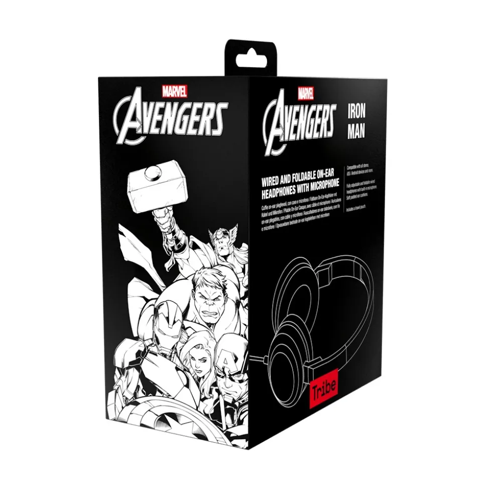 Tribe - Iron Man - Marvel - Headphones with Foldable Microphone - 3.5 mm Jack - Smartphone, PC, PS4 and Xbox - Avvenice