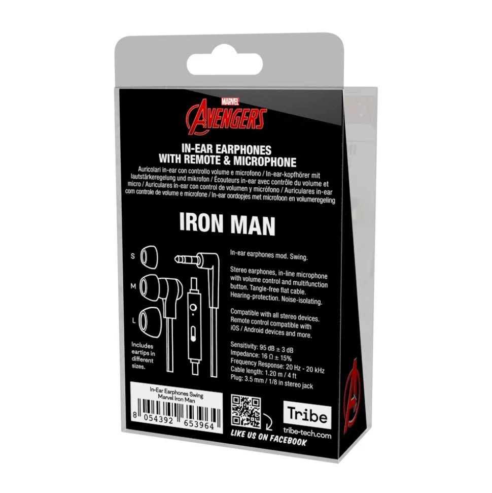 Tribe - Iron Man - Marvel - Earphones with Microphone and Multifunctional Command - Smartphone - Avvenice